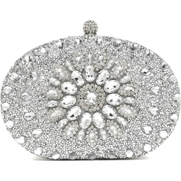 Women Rhinestone Clutch Evening Bag Sparkly Crystal Handbag Luxury Party Purse - Picture 1 of 8